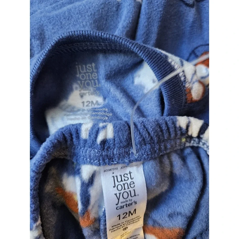 Just One You by Carter's Baby Boy‎ 2-Piece Fleece Pajama Set 12M – Blue Polar